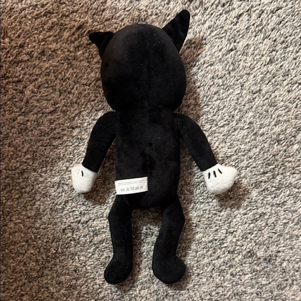 Black Plush Toy with White Accents cartoon cat siren head - Picture 2 of 3